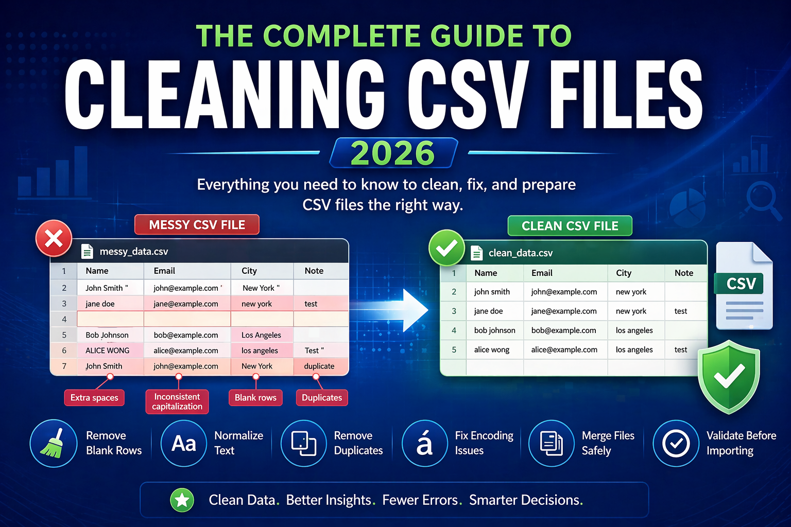 The Complete Guide to Cleaning CSV Files (2026) | CSV Cleaner Blog